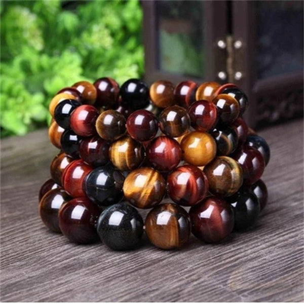 Veile Studios Tiger Eye Natural Crystal Stone Buddha Bead Bracelet Fashion Jewellery Bracelets