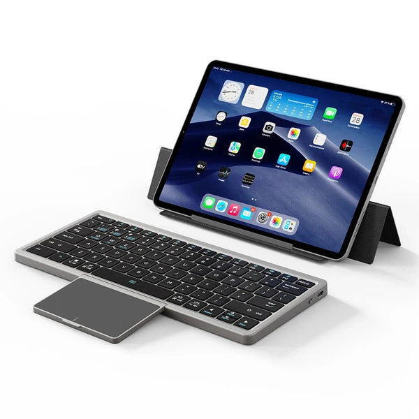Bluetooth Keyboard Black Mini Foldable Wireless Keys With Touchpad For Computers Keyboards & Keypads