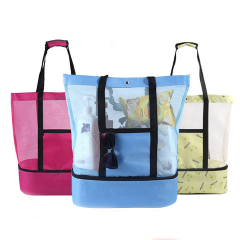Insulated Food Delivery Bags Large Capacity Beach Picnic Camping Mesh Tote Bag With Cooler Durable Multi