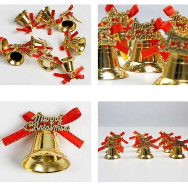 9Pack Christmas Tree Gold Color Small Bell Decorations Creative Pendant