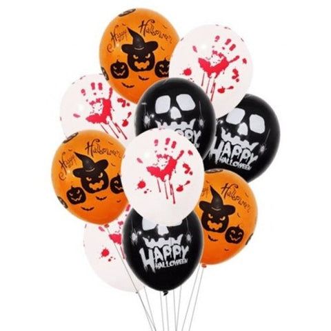 9Pcs 12 Inch Latex Balloons Spider Web Pumpkin Party Decor Halloween Decoration Multi