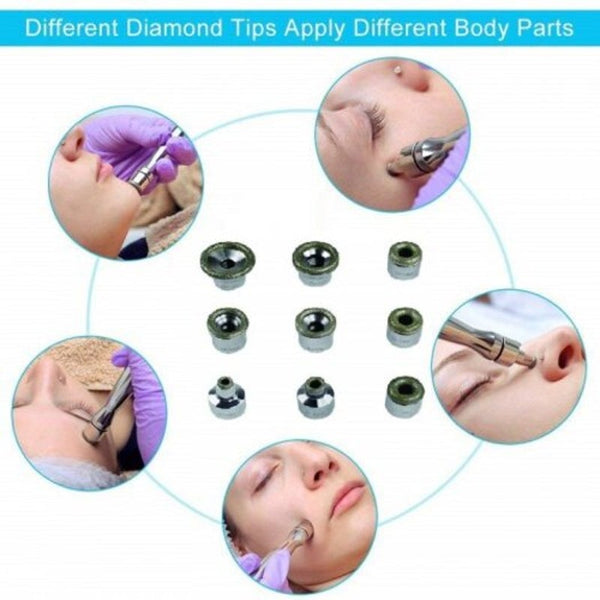 9Pcs Diamond Dermabrasion Replacements Tips Beauty Tools Microdermabrasion Tools