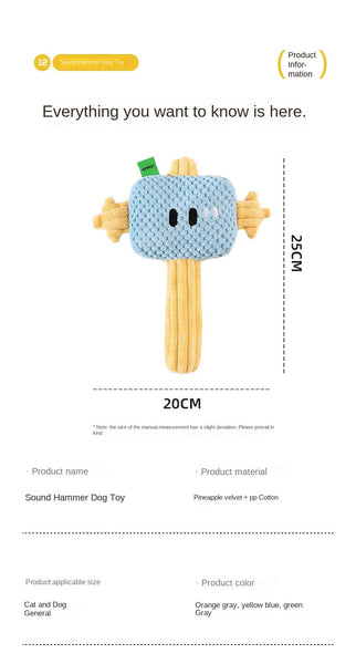Dog Hammer Toy Self Entertainment Durable Chew Rope Knot With Sound For Small Dogs Golden Retriever Teddy Pet Supplies Dog Toys