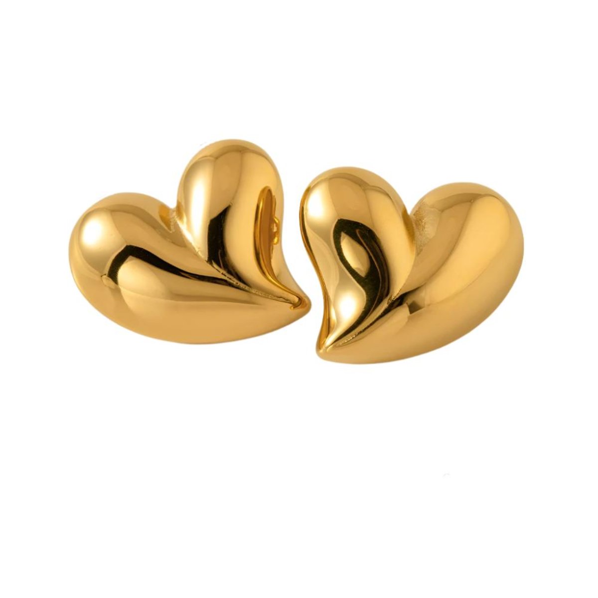 Veile Studios Love Water Drop Oval Peach Heart Large Glossy Titanium Steel Earrings