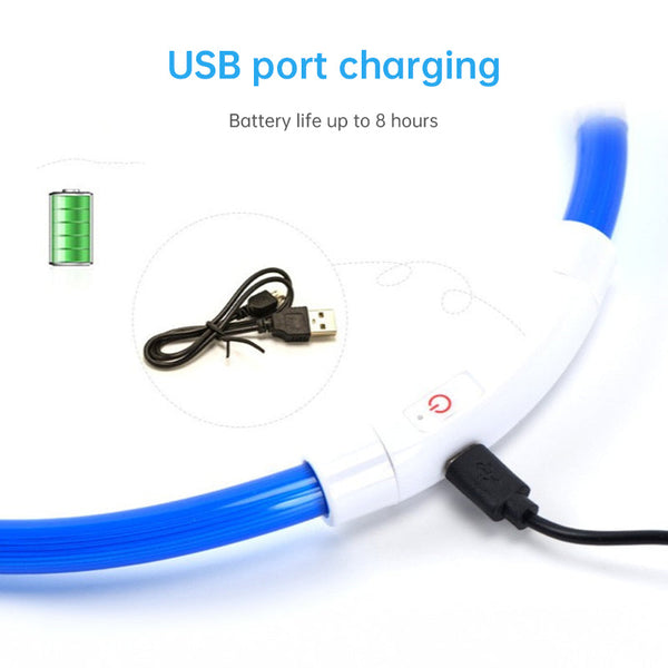 3 Mode Led Dog Collar Usb Rechargeable Detachable & Glowing Pet Safety Necklace For Night Dog Collars
