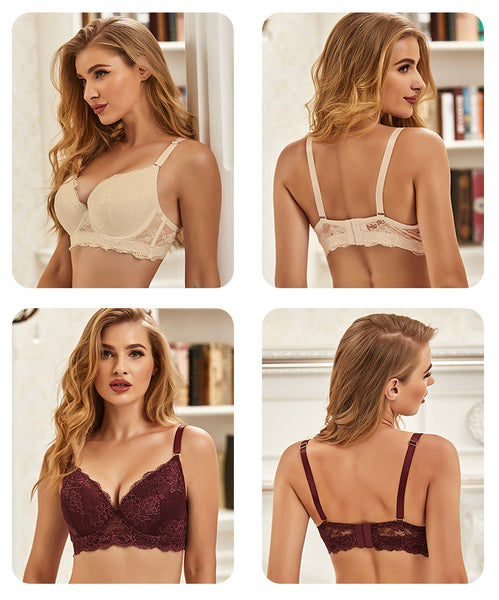 Underwear Lace  Bra Thin Mold Cup Steel Ring Swimwear