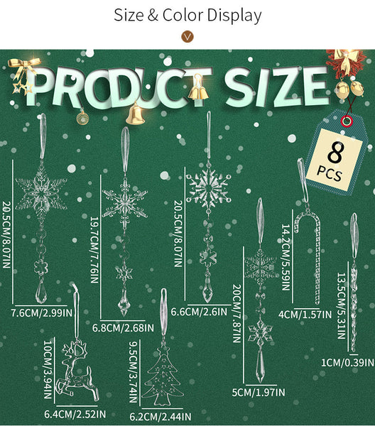 Christmas Tree Ice Column & Snow Pendant Set 8Pcs Transparent Acrylic Pendants Seasonal Decorations