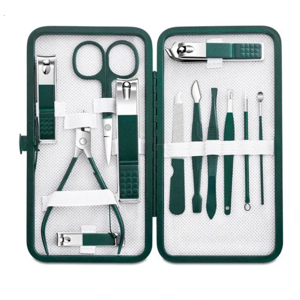Stainless Steel Nail Clipper Set Grooming Tool With Portable Case Manicure Art Green Nails Cut Manicure & Pedicure Tools & Kits