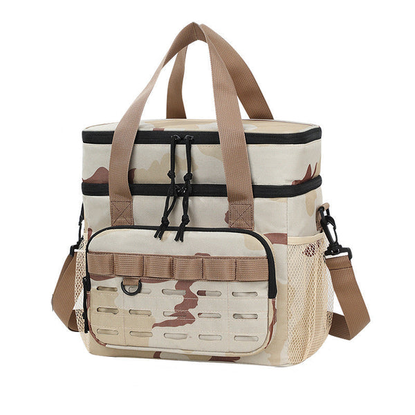 Outdoor Double Layer Cooler Bag With Camouflage Design Large Capacity Shoulder Tote For Picnics And Food Delivery Ice Chests & Coolers