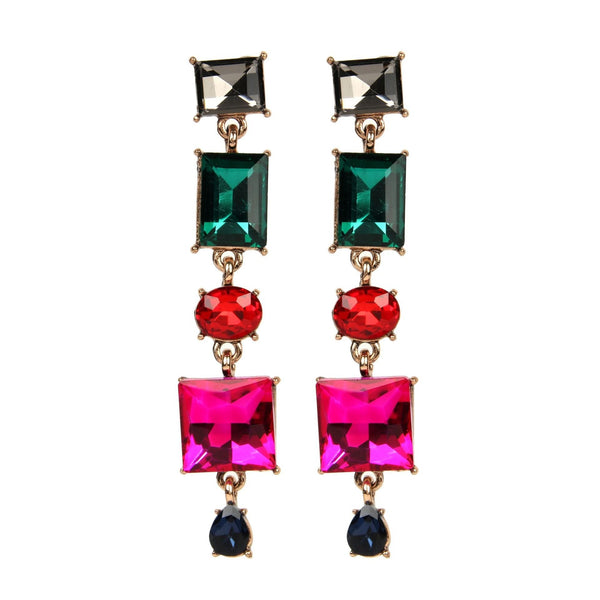 Veile Studios Elegant Socialite Geometric Irregular Sparkling Gemstone Diamond Earrings