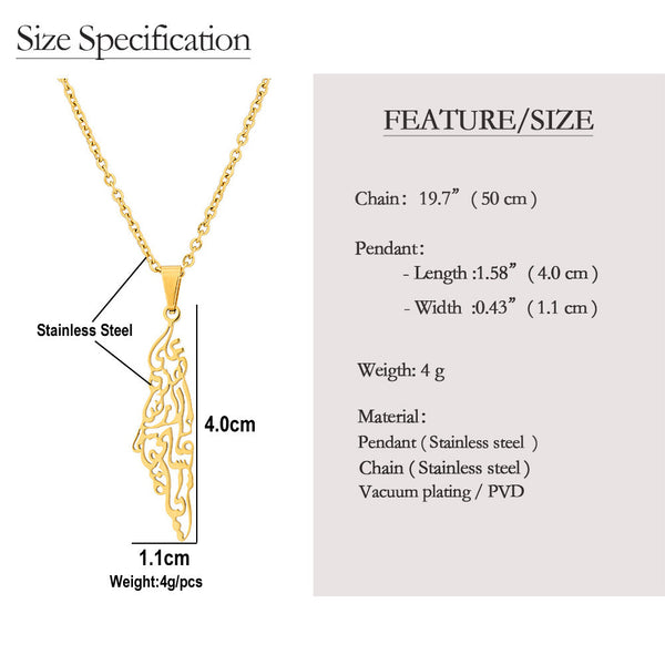 Veile Studios Stainless Steel Israel And Palestine Map Necklace Gender Universal Pendant Necklaces & Pendants