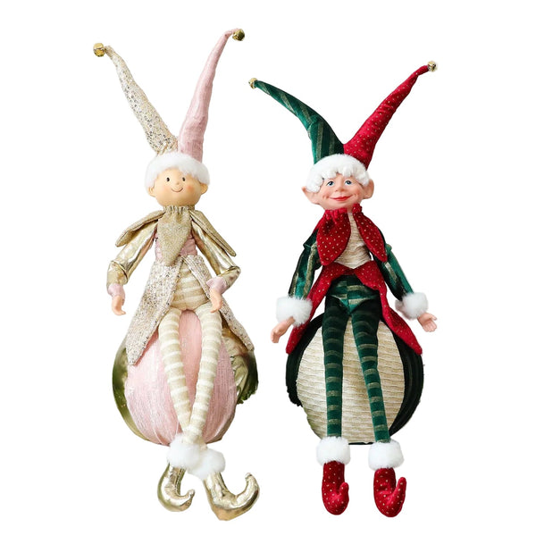 Christmas Red And Green Ball Elf Doll Ornament Tree Decoration Hotel Window Display Seasonal Decorations