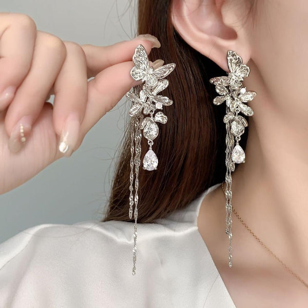 Veile Studios Temperament High End Butterfly Tassel For Women In Fresh And Sweet Style Earrings