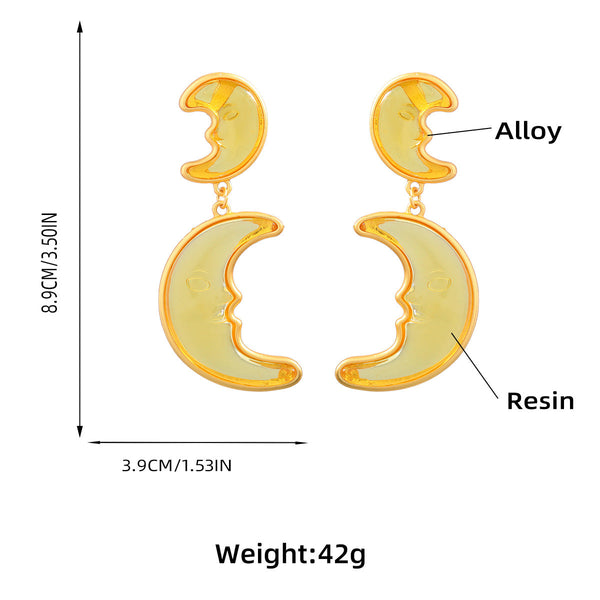 Veile Studios Alloy Resin Moon For Women Earrings
