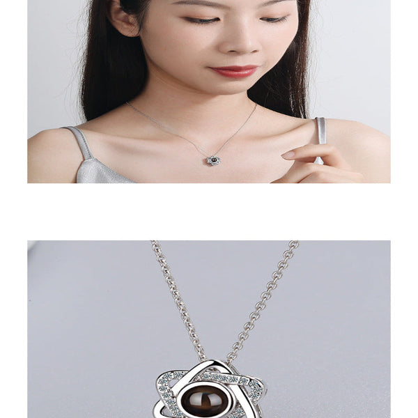 Necklace Female Star Pendant 100 Language Projection Memories Of Love Short Collarbone Chain Necklaces & Pendants