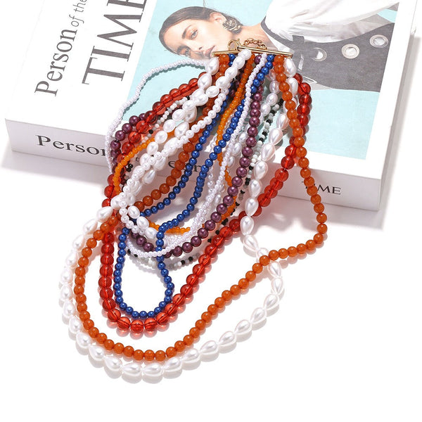 Veile Studios Bohemian Style Light Luxury Design Beaded Clavicle Chain Women's Necklace Necklaces & Pendants