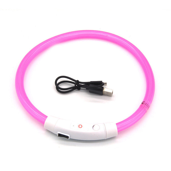 Led Fiber Optic Dog Collar Multi Color Pvc Usb Rechargeable Night Safety (S/M/L Sizes) Dog Collars