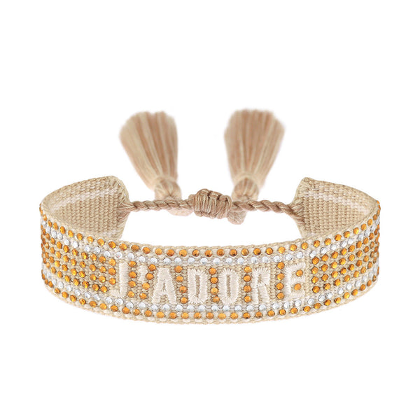 Cross Border Fully Ironed Colorful Diamond Woven Diy Bracelet Accessories For Women Creative Ethnic Embroidery Letter Rope Charms & Charm Bracelets
