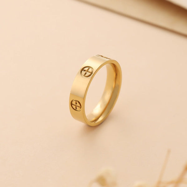 Veile Studios Cross Printed Metal Style Ring For Women Minimalist Design Fashion Jewellery Rings