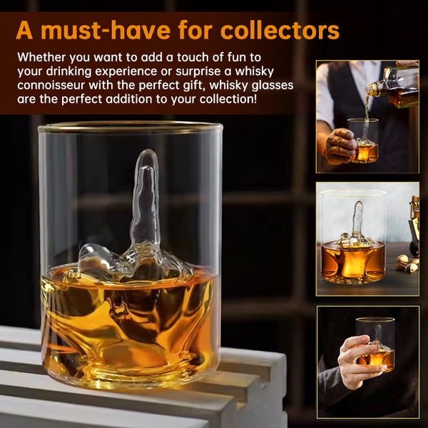 Middle Finger Whiskey Glass With 3D Inside Funny Novelty For Bourbon Scotch tails Unique Gift Men Glassware & Drinkware