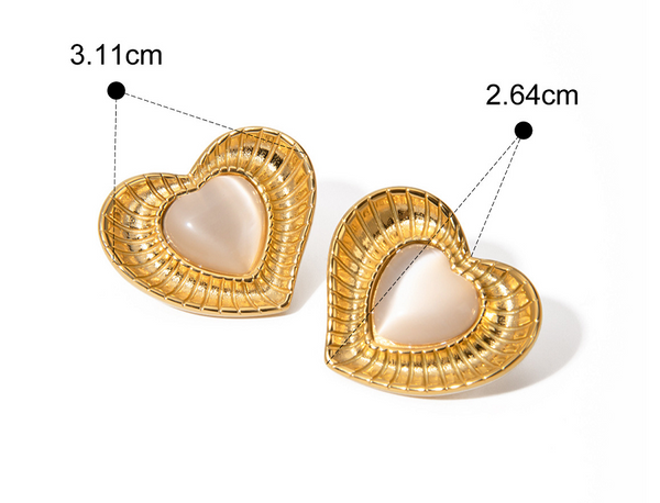 White Cat Eye Stone With Niche Temperament Titanium Steel Earrings