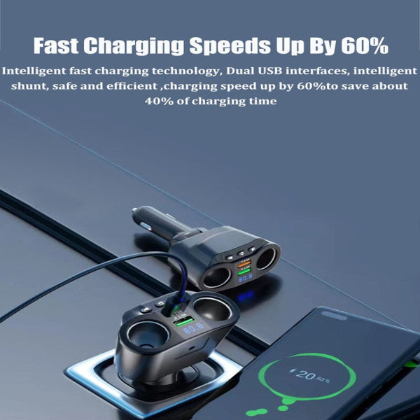 Kc 01 With One To Two Usb Ports Intelligent Digital Display Qc3.0 Fast Charging Multifunctional Cigarette Lighter Chargers & Cradles