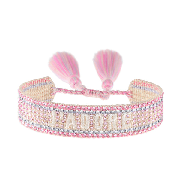 Cross Border Fully Ironed Colorful Diamond Woven Diy Bracelet Accessories For Women Creative Ethnic Embroidery Letter Rope Charms & Charm Bracelets