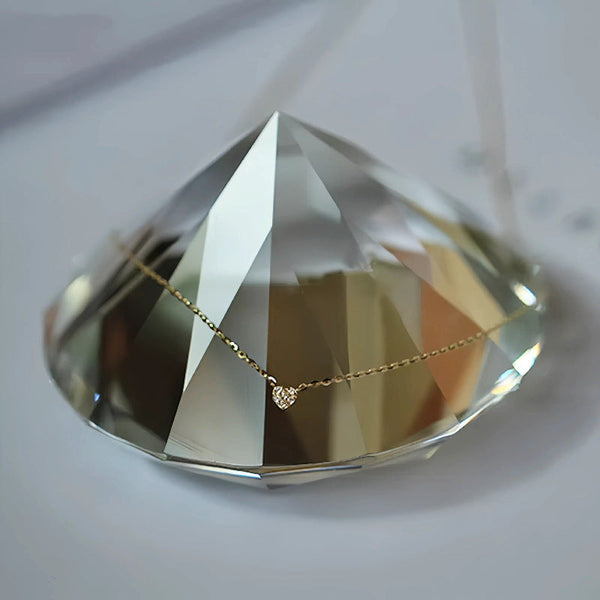 S925 Pure Silver Plated With 14K Gold Mini Heart Necklace Womens Diamond Studded Necklaces & Pendants