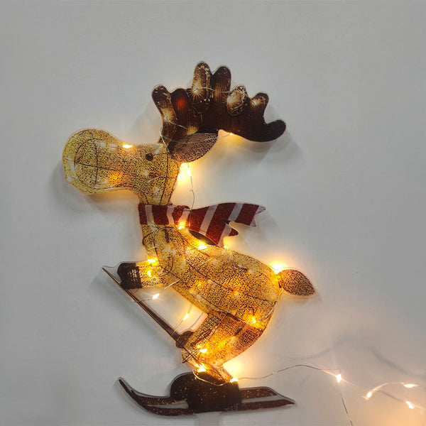 Lighted Skiing Reindeer Ornament With Led For Christmas Lawn & Tree Seasonal Decorations