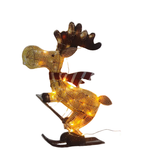 Lighted Skiing Reindeer Ornament With Led For Christmas Lawn & Tree Seasonal Decorations