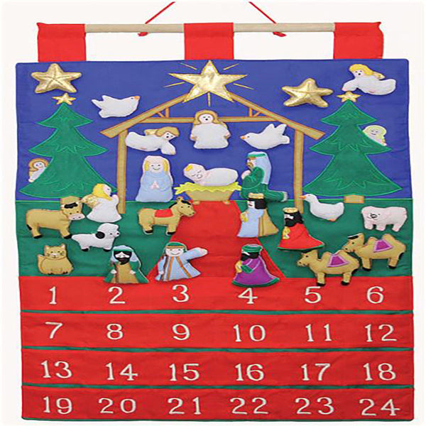 Advent Calendar Designed In The Shape Of Christmas Tree With Fabric Seasonal Decorations
