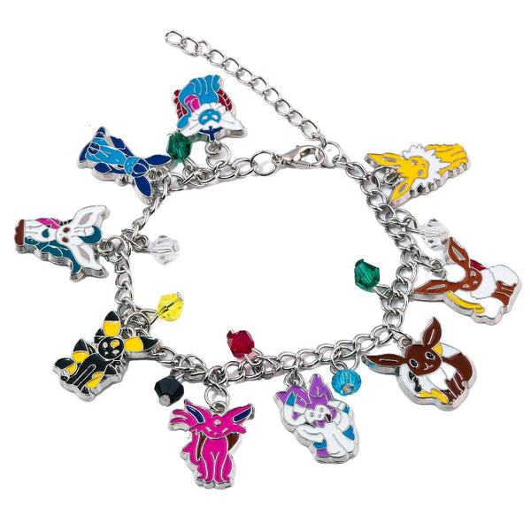 Pokeacutemon Eevee Bracelet With Nine Evolution Forms Pendant Anime Merchandise Jewelry Bracelets