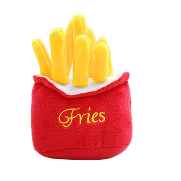 Cute Cat Plush Sound Toy French Fries & Hamburger Design Cat Toys