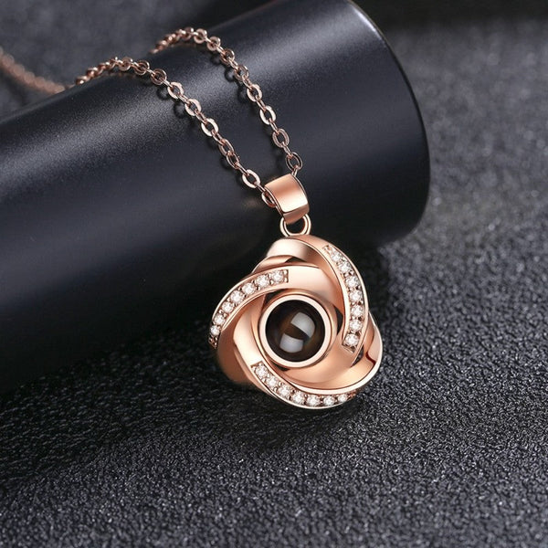 100 Languages I Love You Projection Necklace Simple And Fashionable Spiral Pendant Collarbone Chain Necklaces & Pendants