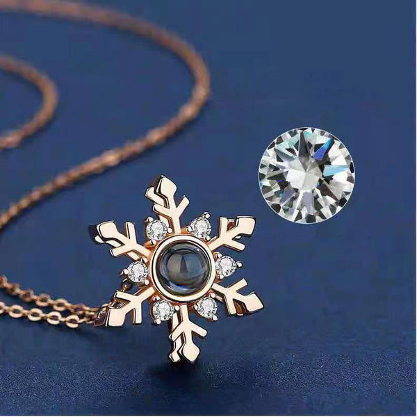 100 Languages I Love You Projection Snowflake Pendant Necklace Valentine's Day Girlfriend Gift Necklaces & Pendants