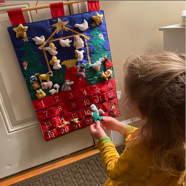 Advent Calendar Designed In The Shape Of Christmas Tree With Fabric Seasonal Decorations