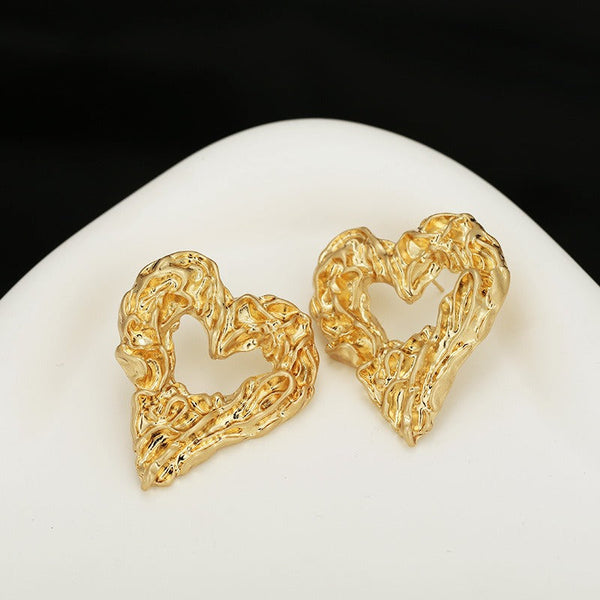 Veile Studios Exaggerated French Retro Volcanic Lava Zinc Alloy Versatile For Women Earrings