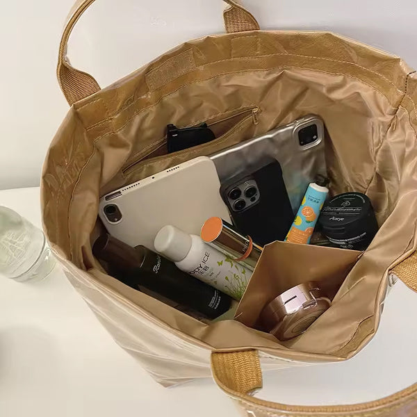 Pvc Tote With Dupont Lettering. Simple Transparent Large Capacity Handbag For Commuting Women. Women's Bags & Handbags