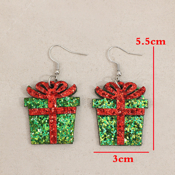 Sequin Gift Box Pu Leather Earrings