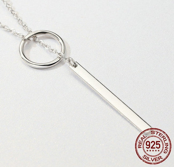 Simple Round And Bar Necklace S925 Sterling Silver Necklaces & Pendants