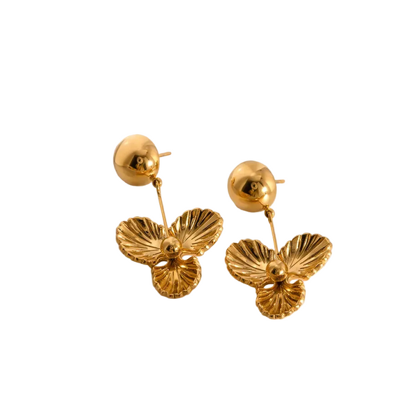 Stainless Steel Flower Dangle Earrings
