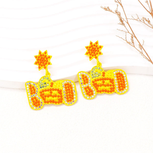 Veile Studios Cartoon Pumpkin Pearl Halloween Ghost Face For Festive Occasions Earrings