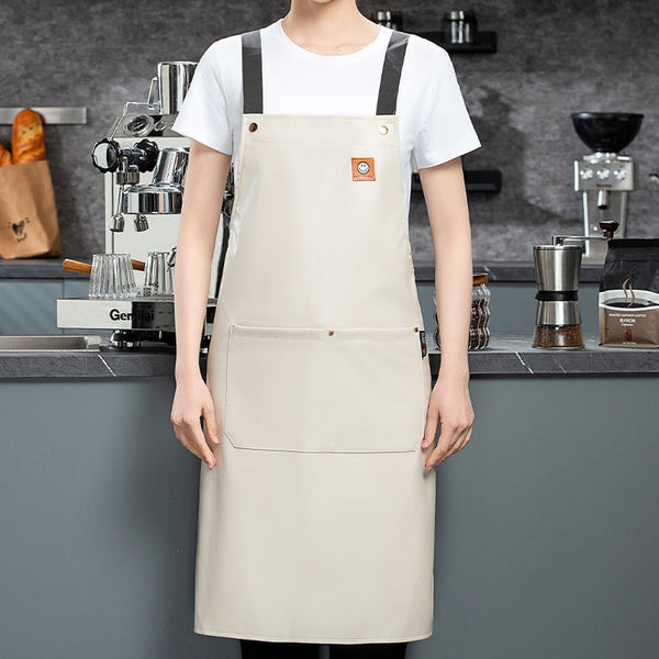Pu Soft Leather Apron Custom Printed Monochrome Logo Catering Specific Waterproof And Oil Resistant Kitchen Aquatic Waist Work Clothes Aprons