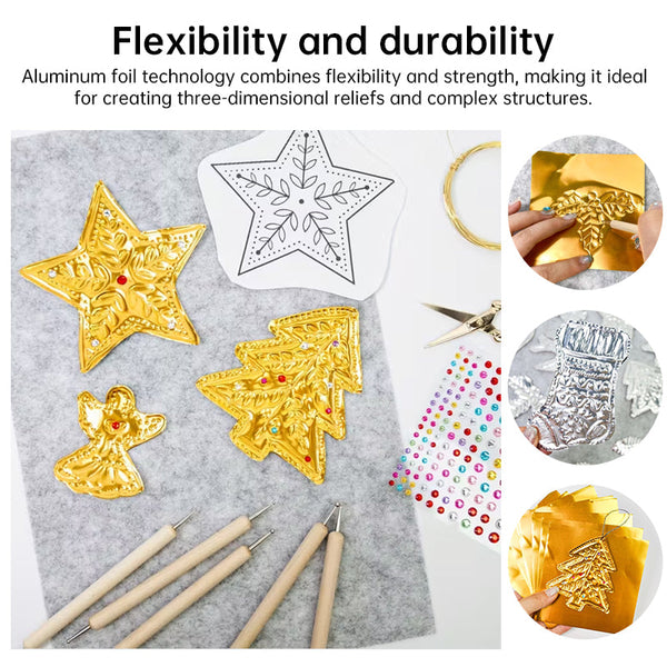 70Mm Gold Foil Art Relief Diy Christmas Decoration Kit Aluminum Craft Sewing Tool Set Other Kids Crafts