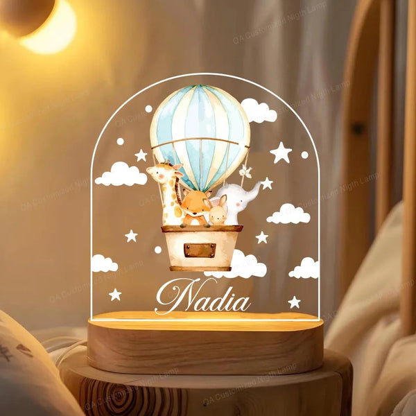 Personalized Little One Birth Night Light Custom Name Animal Giraffe Lion Gift Lamp For Bedroom Night Lights