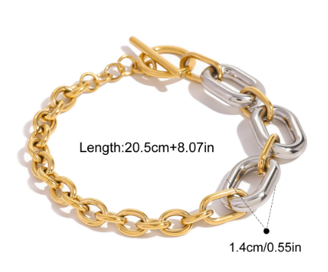 Veile Studios 18K Gold Plated Stainless Steel Chain Bracelet Silver Bracelets