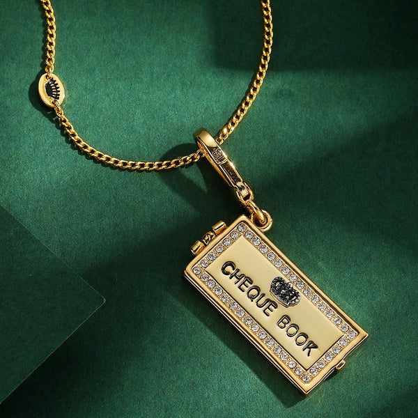 Crown Square Openable Enamel Alphabet Necklaces & Pendants