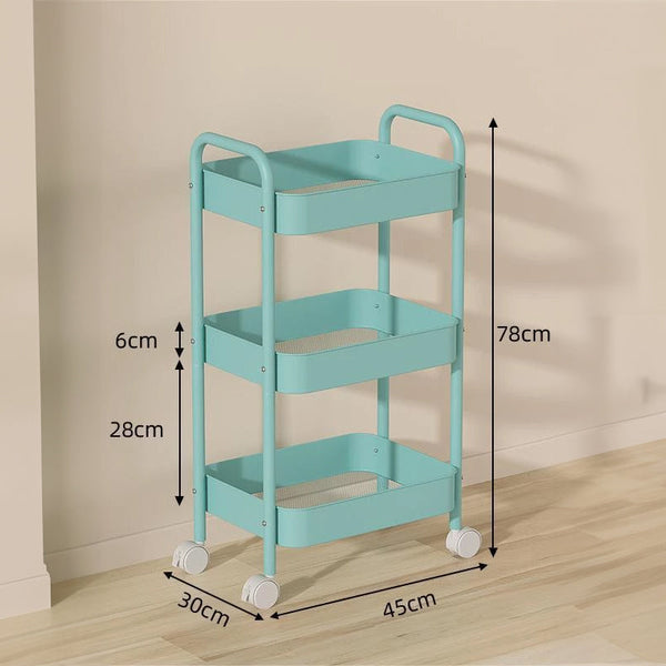 3 Tier Rolling Metal Utility Cart With Wheels. Multifunctional For Kitchen Etc. Model: Fruta 001 1690 2090 Kitchen Carts