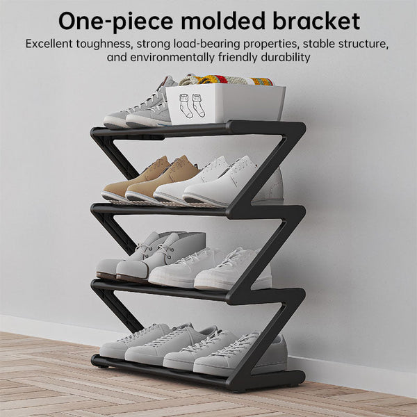 Z Shaped 4 Layer Shoe Organiser Space Saving Wall Corner Mount Stackable Adjustable Storage Shelf Shoe Organisers