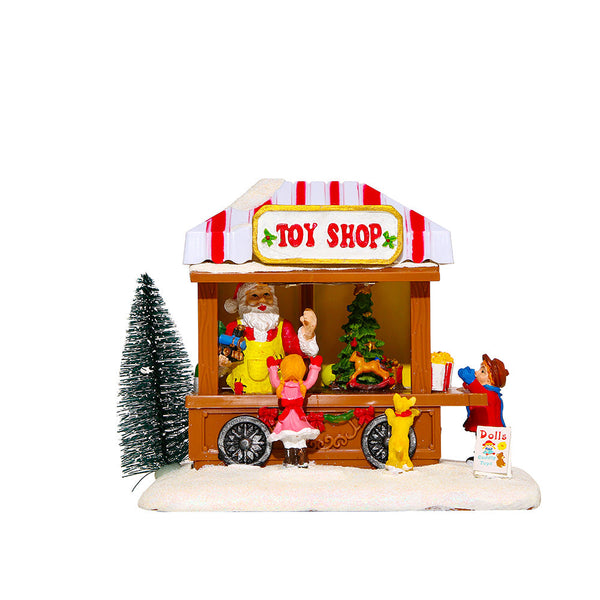 Cross Border New Christmas Light Up Musical House Food Cart Snow Hut Creative Decoration Ornament Gift Seasonal Decorations